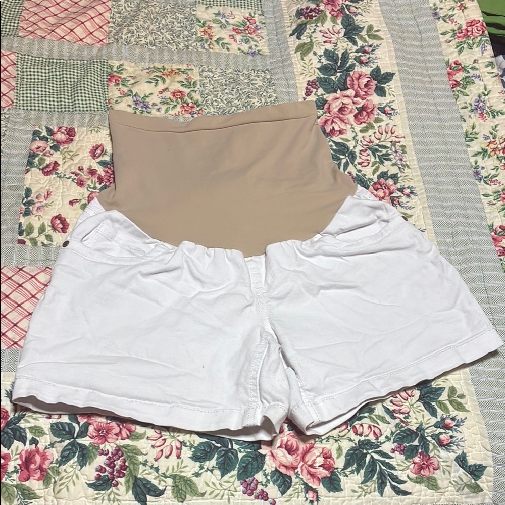 White MATERNITY Women's Shorts